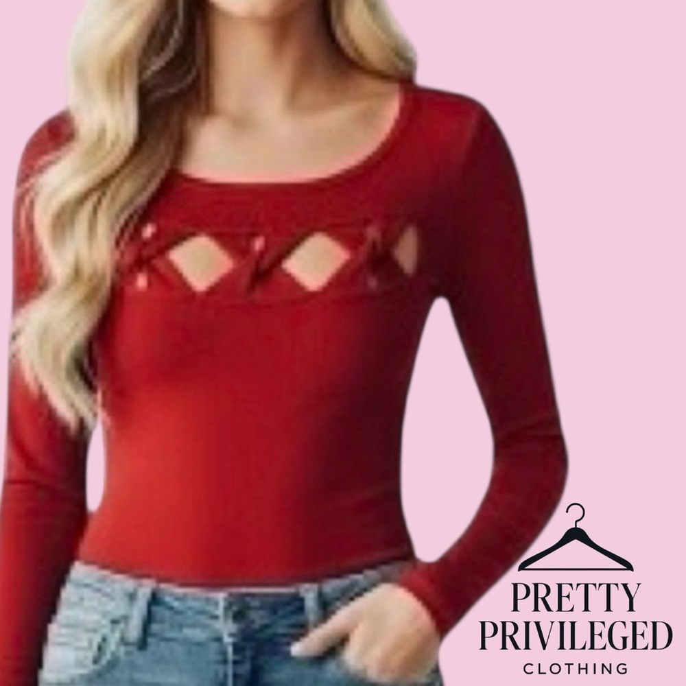 Le Chateau Red Cut-Out Long sleeve